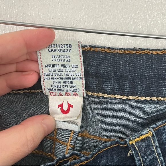 Vintage Y2k True Religion Low Rise Dark Skinny Jeans Embellished Back Pockets - Picture 11 of 13